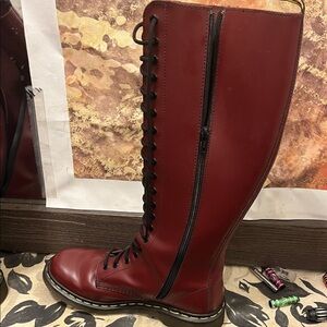Dr. Martens Burgundy Lace-Up Boots 20 eye size 8 woman